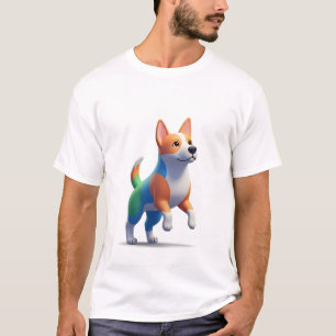 Verspielter 3D-bunter Hund als Maskottchen T-Shirt