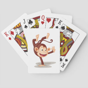 Verspielter Affe beim Handstand Süßes Tier Spielkarten