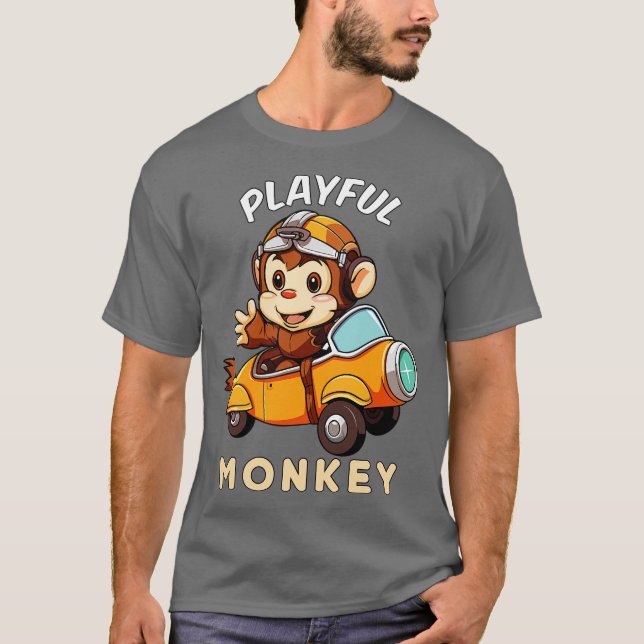 Verspielter Affe T-Shirt (Vorderseite)