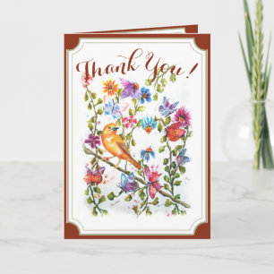 Verspielter Aquarell-Gelber Vogel DANKE