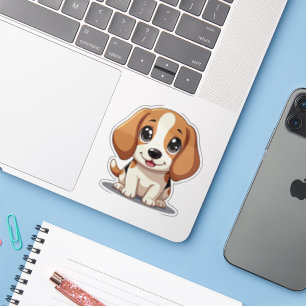 Verspielter Beagle-Welpe – süßer Pastell-Stil Aufkleber