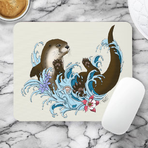 Verspielter blauer fantastischer Fischotter Spritz Mousepad