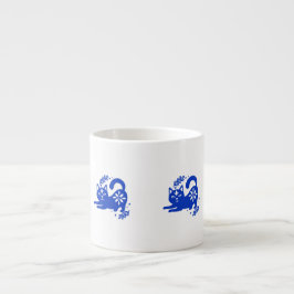 Verspielter blauer Katz-Espressotasse – CozyBun Espressotasse