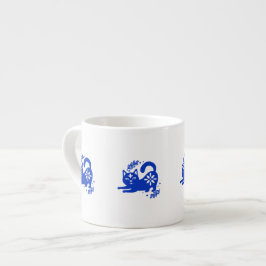 Verspielter blauer Katz-Espressotasse – CozyBun Espressotasse