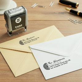 Verspielter Blumenfamilienname, Fancy Absenderadre Permastempel