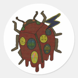 Verspielter, bunter schmelzender Marienkäfer Runder Aufkleber