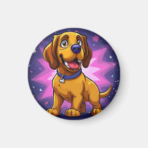 Verspielter Cartoon-Hund mit lebendigen Farben Magnet