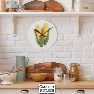 Verspielter Chic Oma's Garden Modern Crochet Corn Runde Wanduhr