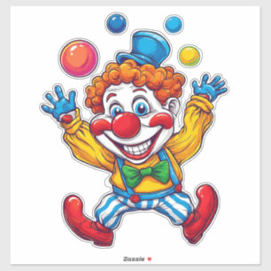 Verspielter Clown springt mit hellen Bällen Aufkleber