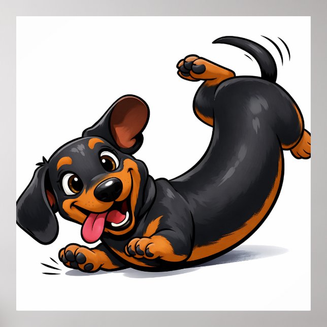 Verspielter Dachshund-Welpe  Poster (Vorne)