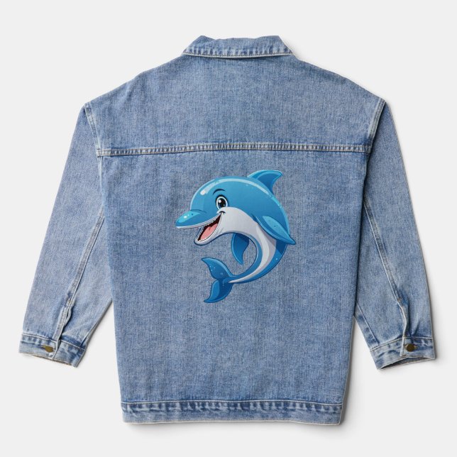 Verspielter Delfin Jeansjacke (Rückseite)