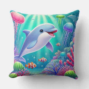 🐬 Verspielter Delfin Lebendiges Korallenriff Para Kissen
