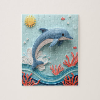 Verspielter Delfin-Papierkunst-Sprung Puzzle