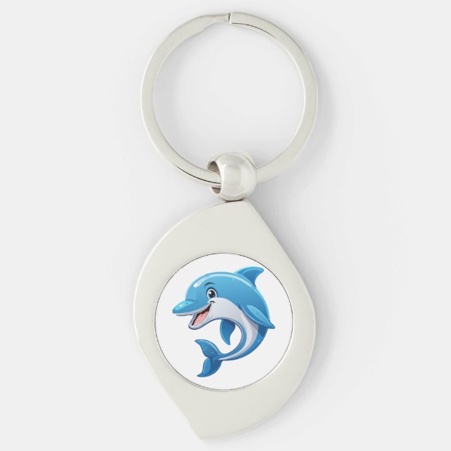 Verspielter Delfin Schlüsselanhänger (Vorderseite)