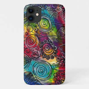 Verspielter farbenfroher Blumengarten Originalkuns Case-Mate iPhone Hülle