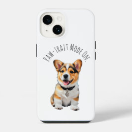 Verspielter fröhlicher Corgi 'Text. Wedel. Wiederh iPhone 14 Hülle