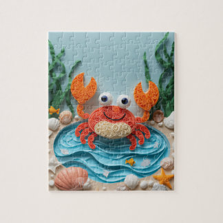Verspielter Gezeitenpool-Krebs-Papierkunst Puzzle