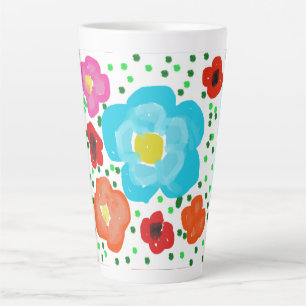 Verspielter, heller, abstrakter Blumen-Keramik-Lat Milchtasse