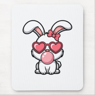 verspielter Kawaii-Hase mit Kaugummiblase Mousepad