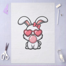 verspielter Kawaii-Hase mit Kaugummiblase
