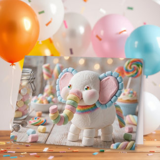 Verspielter Marshmallow-Elefant Geburtstag   Karte
