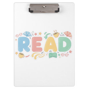 Verspielter Pastell-Blasen-"LIES"-Sticker-Stil Klemmbrett