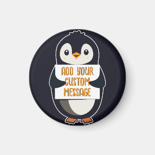 Verspielter Pinguin mit einem Schild für Ihre Nach Magnet