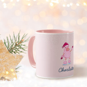 Verspielter Pudel-Hund Eislaufen Winter Name Tasse