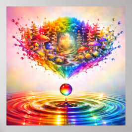 Verspielter Regenbogenwald-Splash Poster