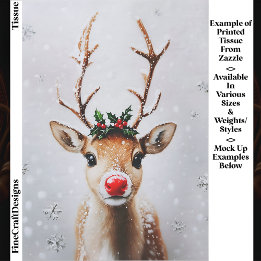 Verspielter Rentier Rudolph Rote Nase EJ1 Decoupag Seidenpapier