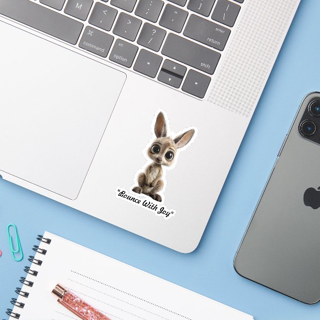 "Verspielter Roo-Freund" Aufkleber (Laptop mit iPhone)