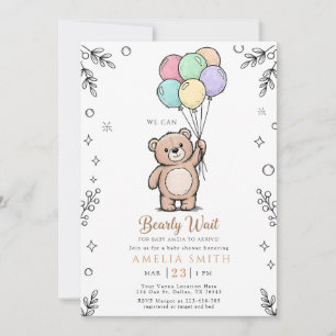 Verspielter rosa-gelber Teddybär-Baby-Shower Einladung