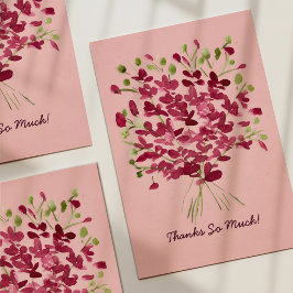 Verspielter rosa Wasserfarben-Blumenstrauß Dankesc Karte