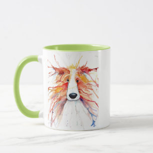 Verspielter roter Rough-Collie-Becher Tasse