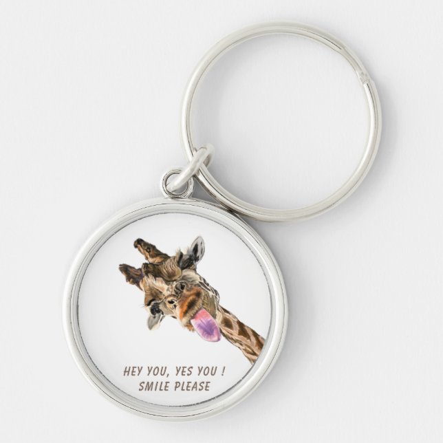 Verspielter Schlüsselanhänger Happy Giraffe Tongue (Vorne)