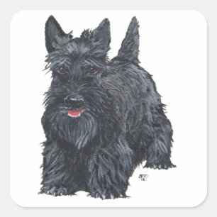 Verspielter Scottish Terrier Quadratischer Aufkleber
