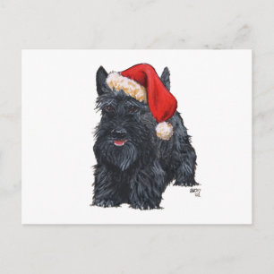 Verspielter Scottish Terrier Weihnachtsmann Feiertagspostkarte