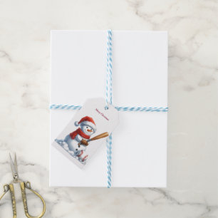 Verspielter Sportlicher Schneemann Geschenkanhänger