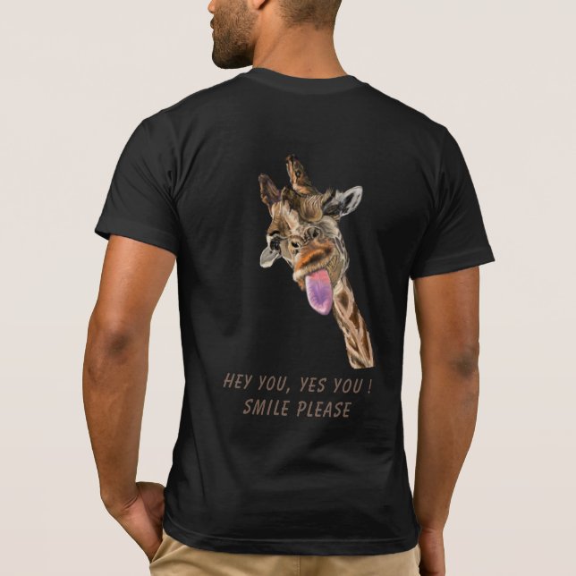 Verspielter T - Shirt Happy Giraffe Tongue Out - L (Rückseite)