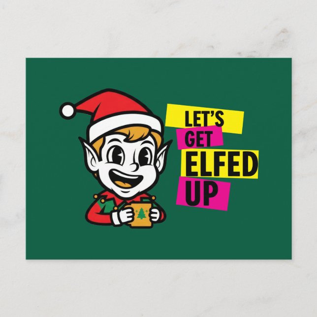 Verspielter Weihnachtself Postkarte (Vorderseite)