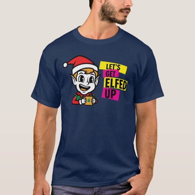 Verspielter Weihnachtself T-Shirt (Vorderseite)