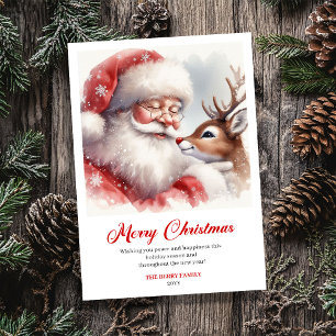 Verspielter Weihnachtsmann und Rudolph Weihnachtsg Feiertagskarte