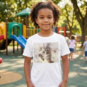 Verspieltes Aquarell-Kätzchen mit hellen bernstein T-Shirt