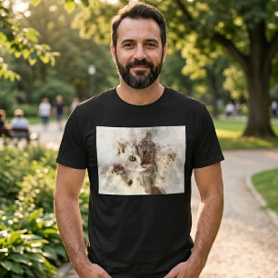 Verspieltes Aquarell-Kätzchen mit hellen bernstein T-Shirt