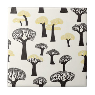 Verspieltes Baobab-Baum-Muster Fliese