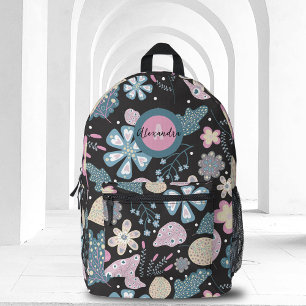 Verspieltes Boho Folk Art Pastel Florals und Blätt Bedruckter Rucksack