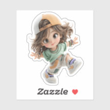 Verspieltes Cap-Mädchen – Premium Chibi-Kunstaufkl