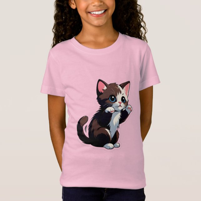 Verspieltes Cartoon-Kätzchen T-Shirt (Vorderseite)