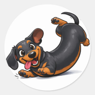 Verspieltes Dachshund-Welpe Runder Aufkleber