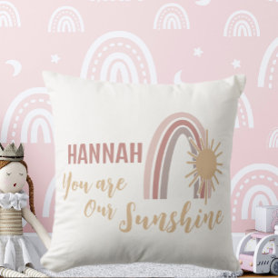 Verspieltes Du bist unser Sonnenschein Boho Regenb Kissen
